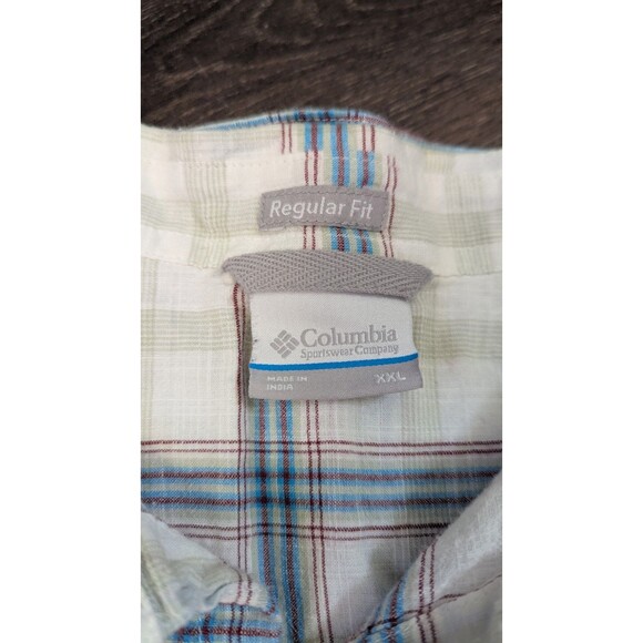 Columbia Shirt Men's 2XLarge Plaid Short Sleeve Button Up Multi-Color (607M) - Picture 3 of 3
